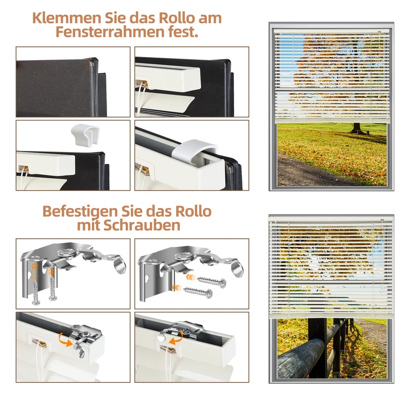 Sekey Aluminium-Jalousie ohne Bohren, 25mm Alu-Lamellen, Schwarz