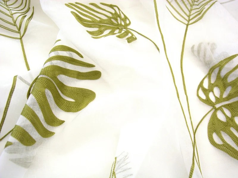 Schlaufenschal Monstera bestickt transparent 2489 BxH 140x245cm