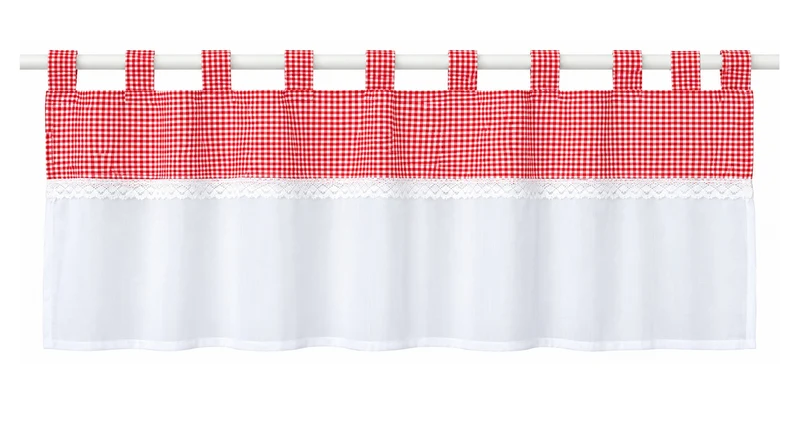 Design Schlaufen Scheibengardine Landhaus rot BxH 48x140cm