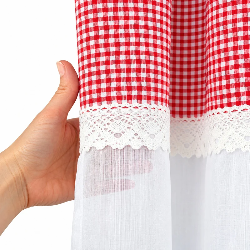 Design Schlaufen Scheibengardine Landhaus rot BxH 48x140cm