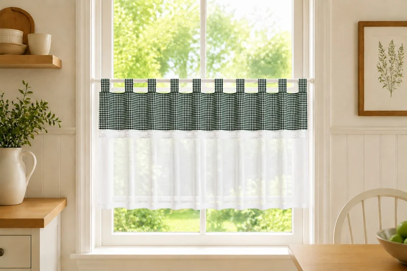 Design Schlaufen Scheibengardine Landhaus grün BxH 48x140cm