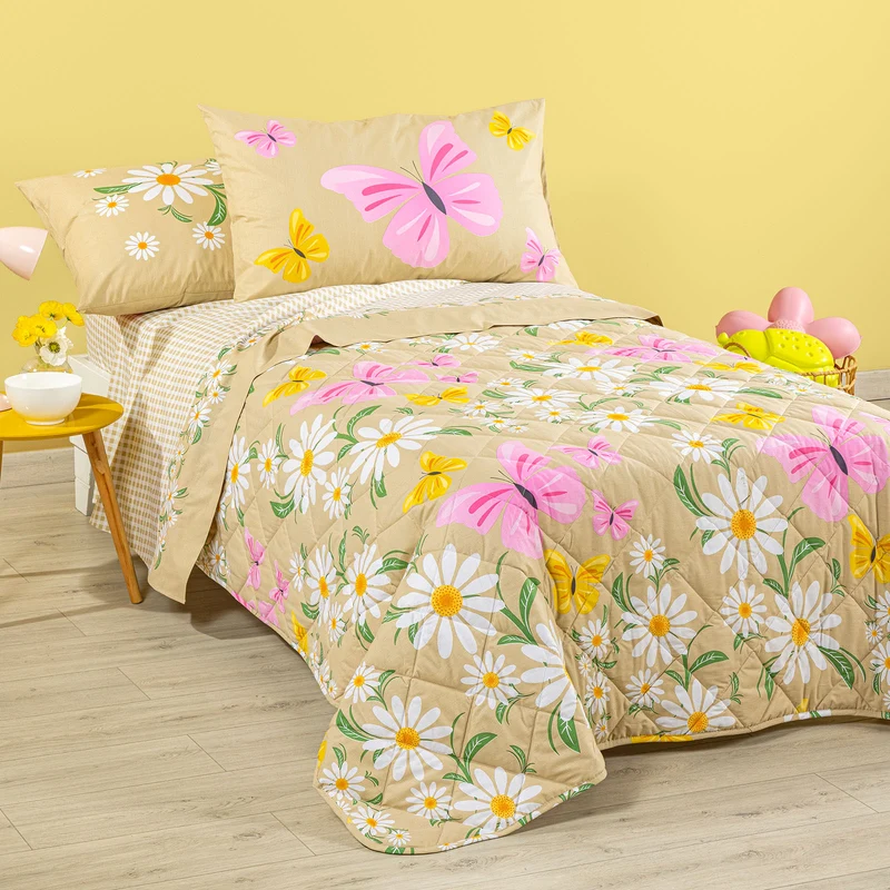 Copriletto Primaverile Margherite in Cotone 80 gr/mq