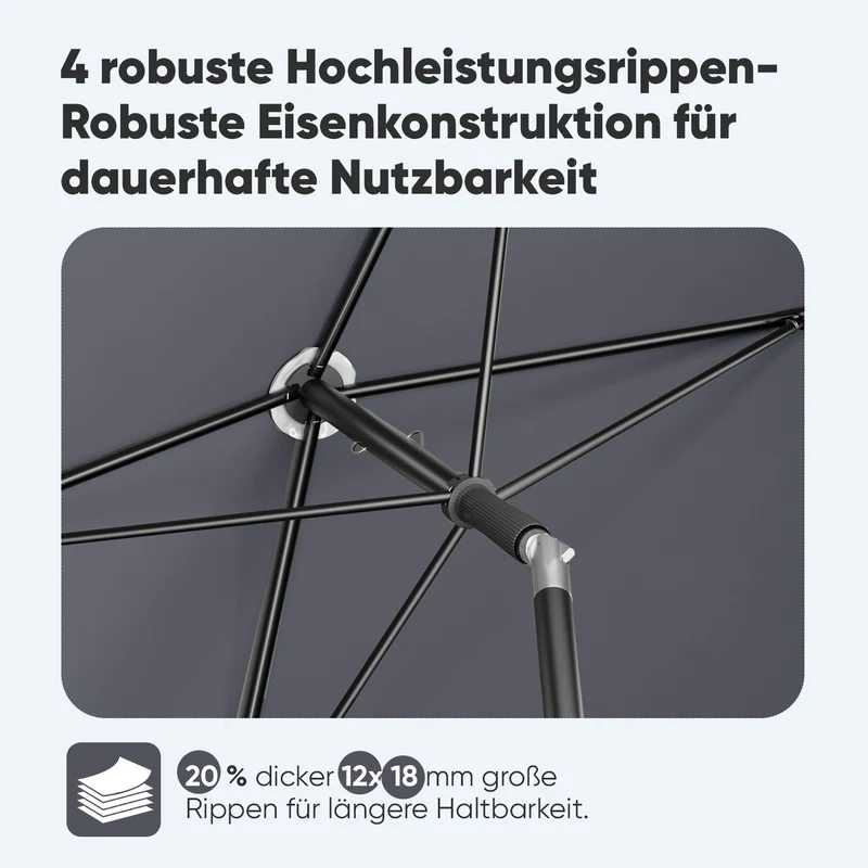 Sekey 200 x 125 cm Balkonschirm Rechteckig mit Schutzhülle, Sonnenschutz UV50+