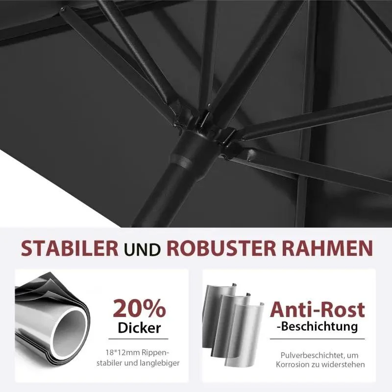 Sekey 200 x 125 cm Balkonschirm Rechteckig mit Balkongeländer, Sonnenschutz UV50+