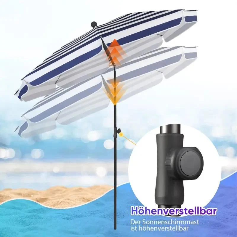 Sekey 200 cm Sonnenschirm mit Schutzhülle, Sonnenschutz UV50+