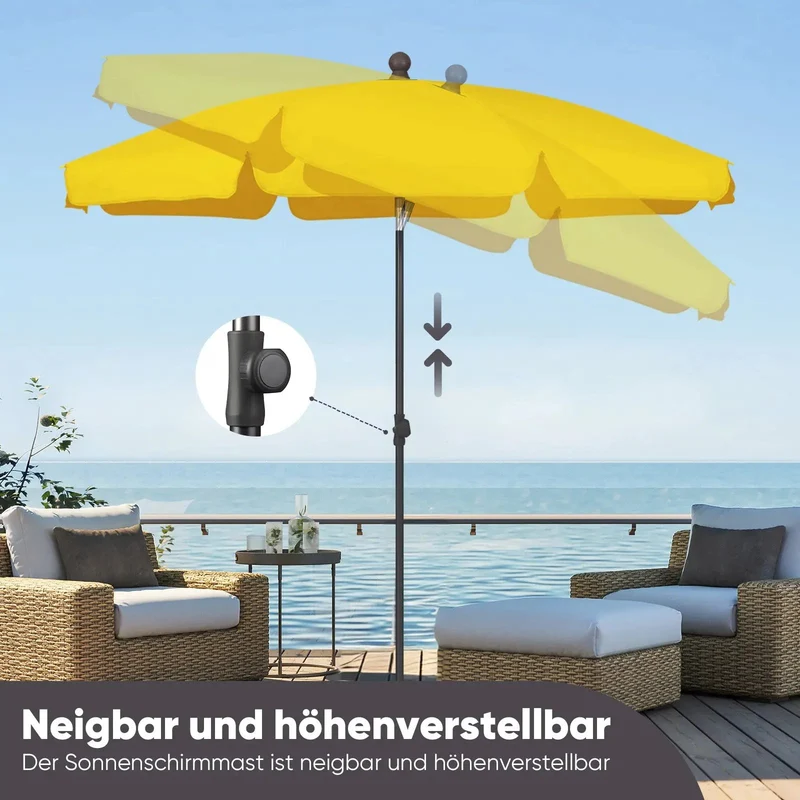 Sekey 200 cm Sonnenschirm mit Schutzhülle, Sonnenschutz UV50+