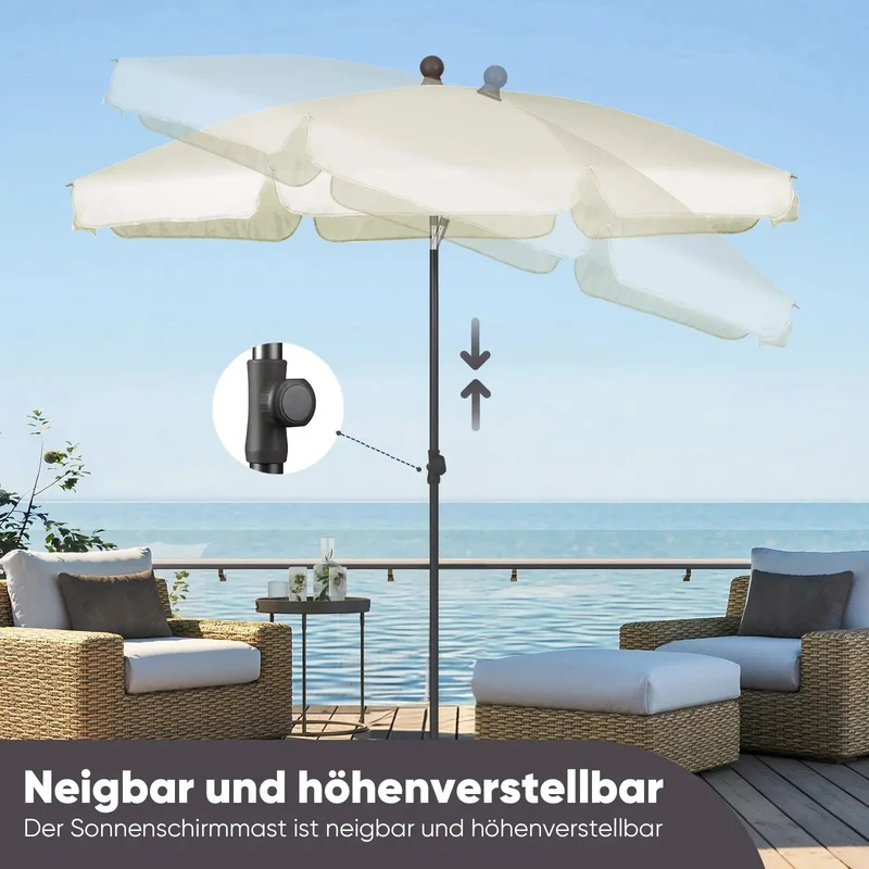 Sekey 200 cm Sonnenschirm mit Schutzhülle, Sonnenschutz UV50+