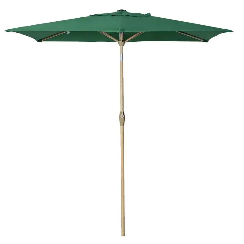 Sekey 210 x 140 cm Alu Sonnenschirm mit Kurbel, Sonnenschutz UV50+, aus Holz-Metall