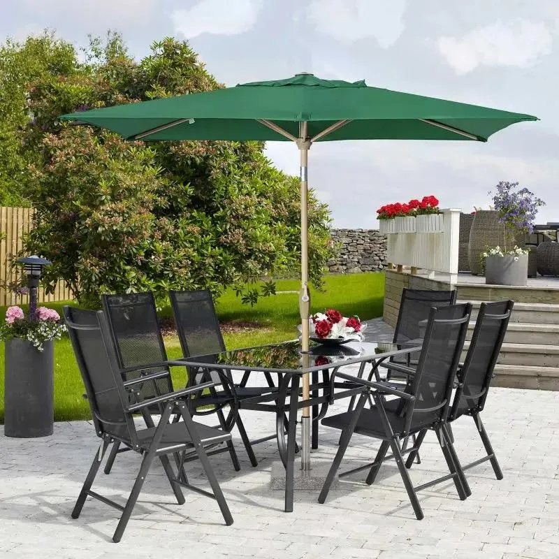 Sekey 210 x 140 cm Alu Sonnenschirm mit Kurbel, Sonnenschutz UV50+, aus Holz-Metall