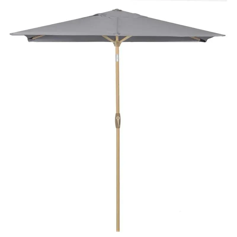 Sekey 210 x 140 cm Alu Sonnenschirm mit Kurbel, Sonnenschutz UV50+, aus Holz-Metall