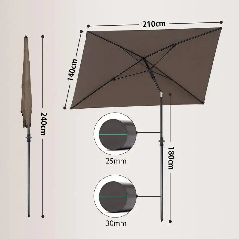 Sekey 210 x 140 cm Sonnenschirm mit Schutzhülle, Sonnenschutz UV50+