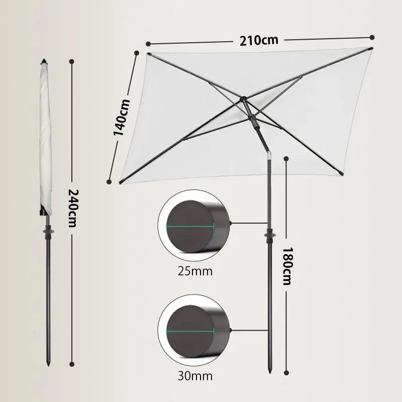 Sekey 210 x 140 cm Sonnenschirm mit Schutzhülle, Sonnenschutz UV50+