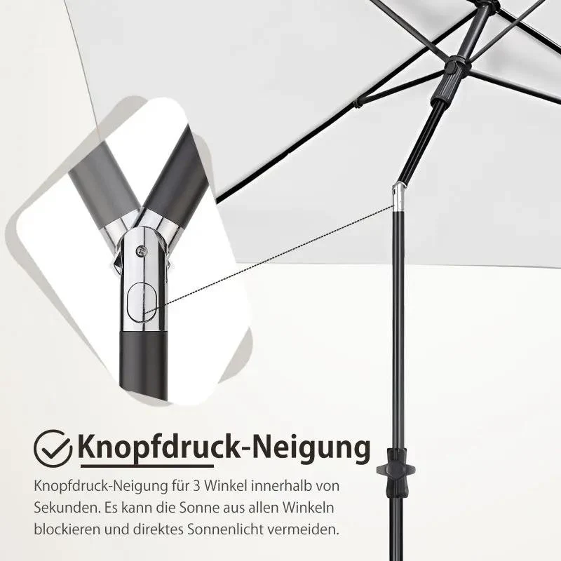 Sekey 210 x 140 cm Sonnenschirm mit Schutzhülle, Sonnenschutz UV50+
