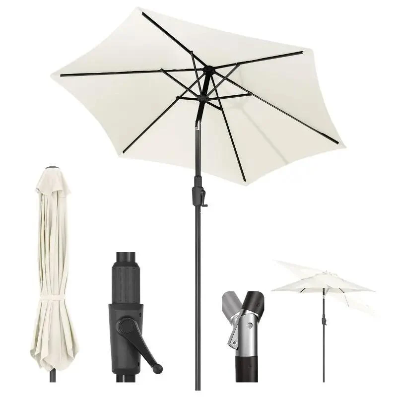 Sekey 220 cm Sonnenschirm mit Kurbel und Auto Kippen, Sonnenschutz UV50+