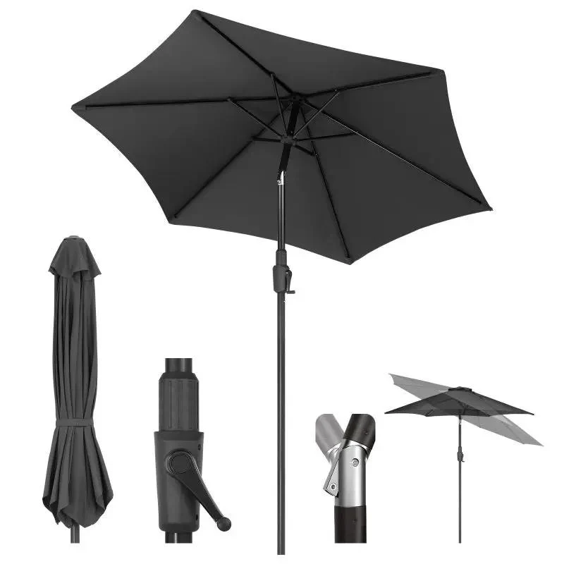 Sekey 220 cm Sonnenschirm mit Kurbel und Auto Kippen, Sonnenschutz UV50+