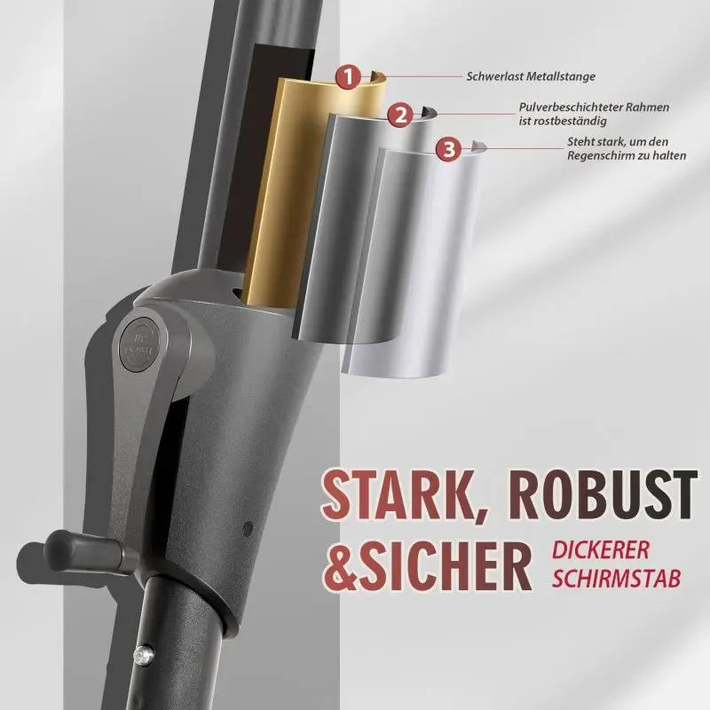 Sekey 220 × 400 cm Doppelsonnenschirm mit Kurbel, UV50+