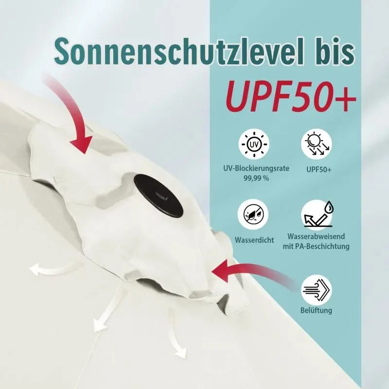 Sekey 220 × 400 cm Doppelsonnenschirm mit Kurbel, UV50+