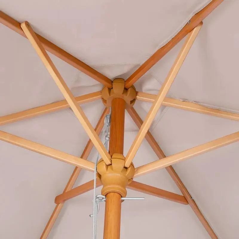 Sekey 220 cm Holz Sonnenschirm mit Fransen, Sonnenschutz UV50+