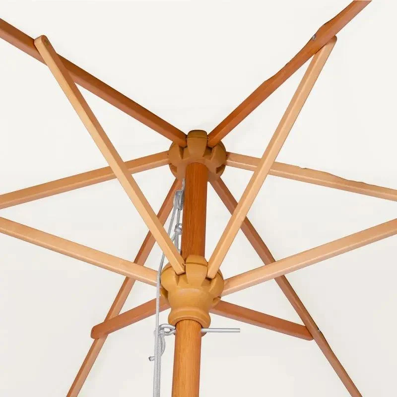 Sekey 220 cm Holz Sonnenschirm mit Fransen, Sonnenschutz UV50+