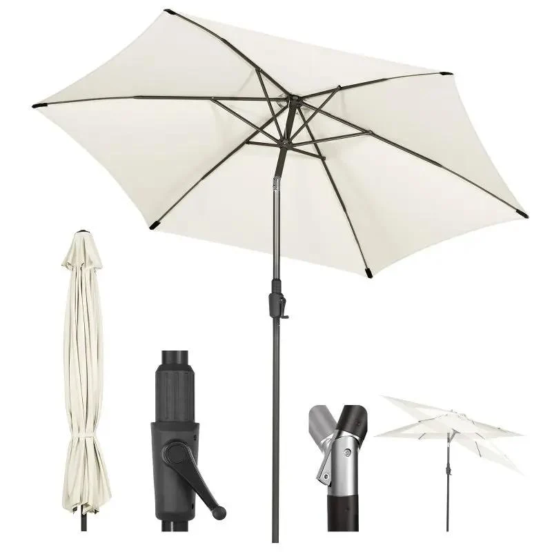 Sekey 270cm Sonnenschirm mit Kurbel, Knickbar im Sitzen, Sonnenschutz UV50+