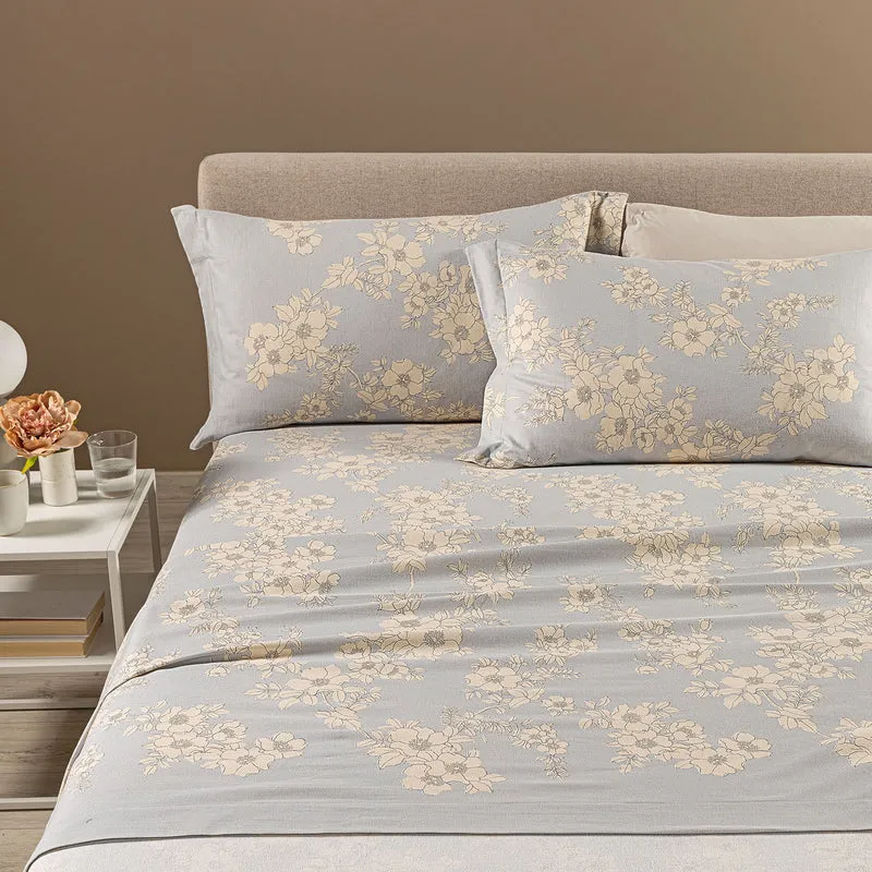 Completo Lenzuola Serenity Floreale in Flanella