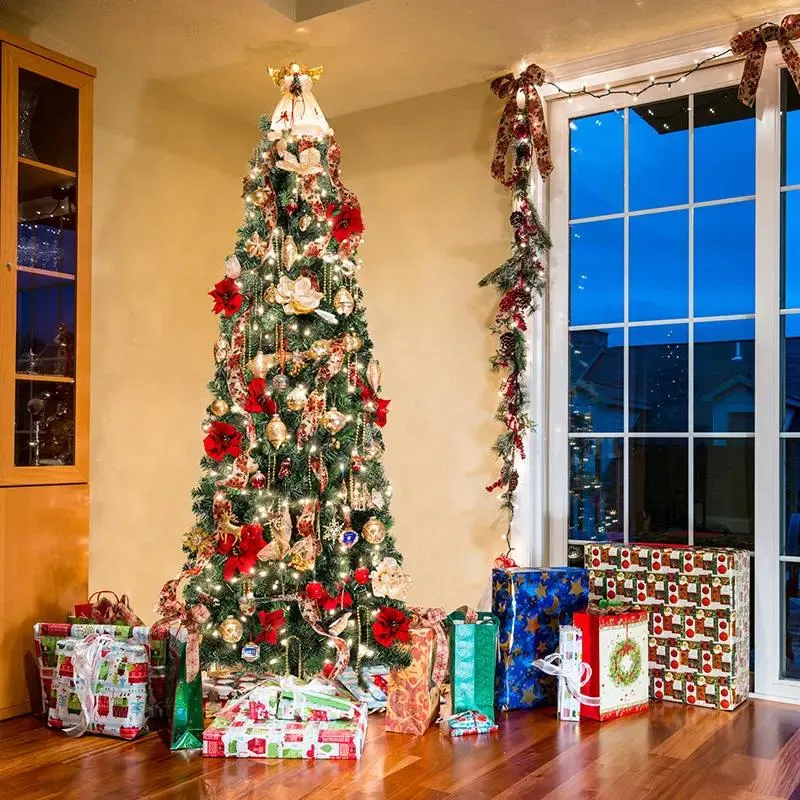 Salcar 180/210cm Künstlicher Weihnachtsbaum in Bleistiftform (schmal), mit 618/818 PVC Nadeln