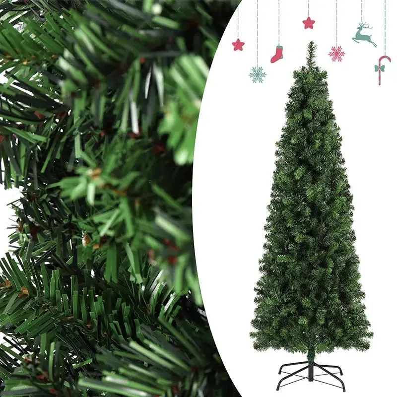 Salcar 180/210cm Künstlicher Weihnachtsbaum in Bleistiftform (schmal), mit 618/818 PVC Nadeln