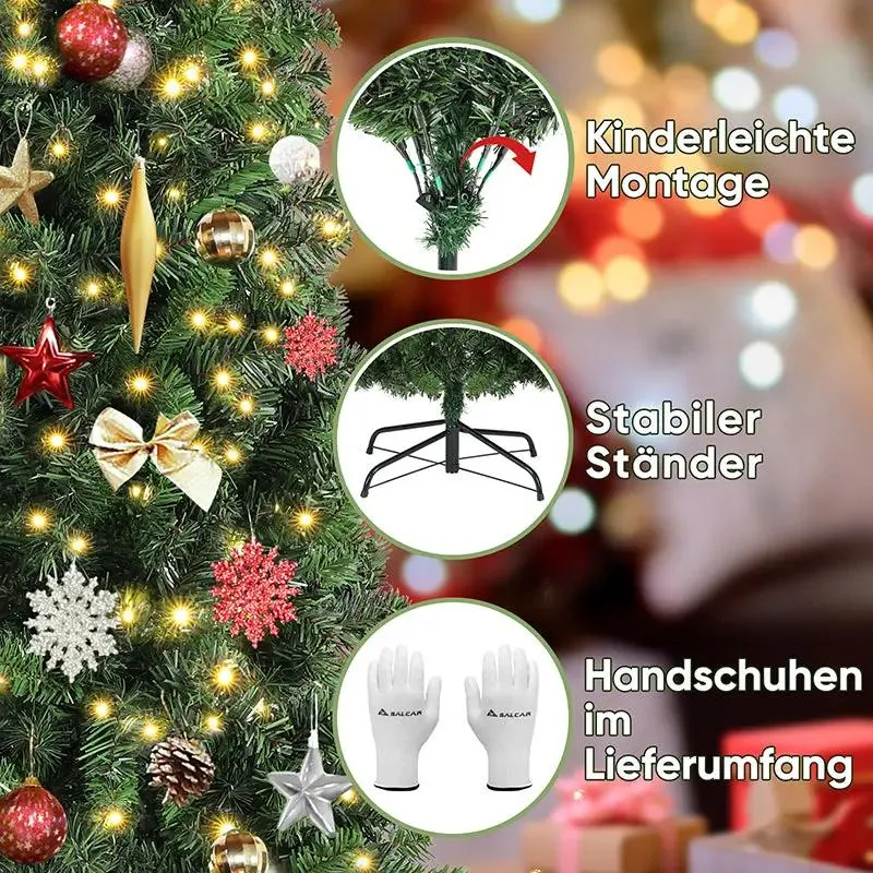 Salcar 180/210cm Künstlicher Weihnachtsbaum in Bleistiftform (schmal), mit 618/818 PVC Nadeln