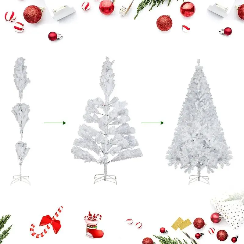 Salcar 180/210cm Künstlicher Weihnachtsbaum Weiß Christbaum mit Ständer, Nordmanntanne, 735/1025 PVC Nadeln