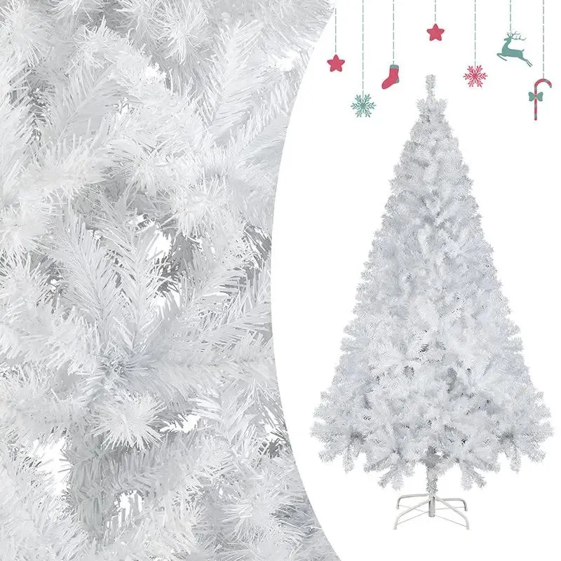 Salcar 180/210cm Künstlicher Weihnachtsbaum Weiß Christbaum mit Ständer, Nordmanntanne, 735/1025 PVC Nadeln