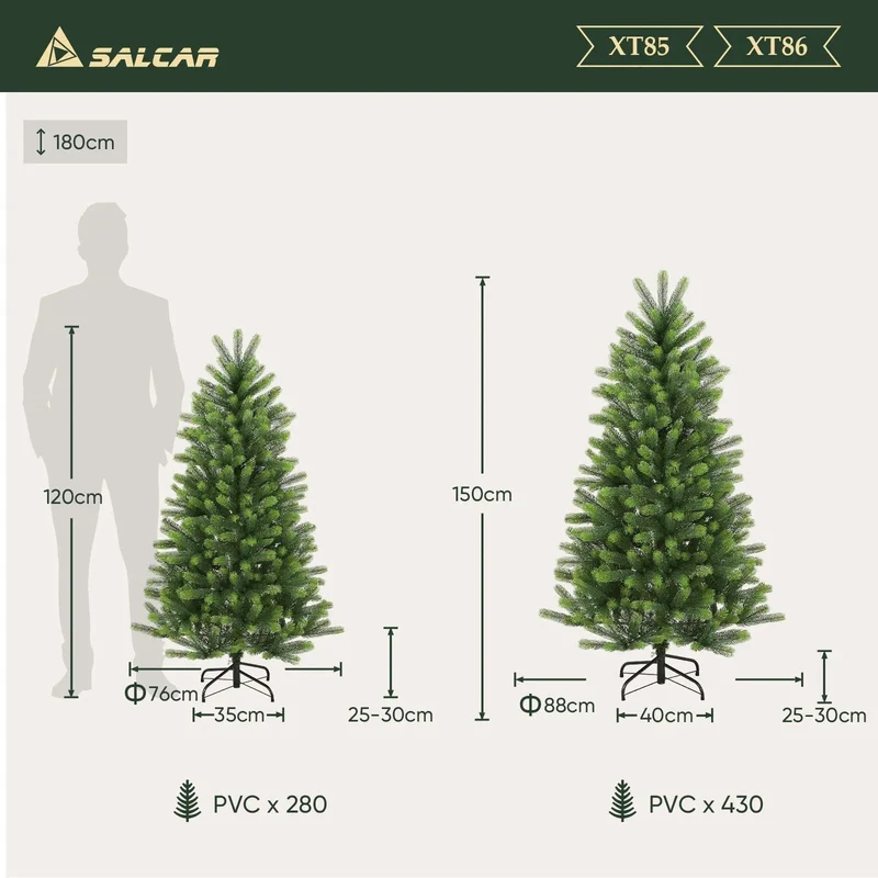 Salcar 180/210/240cm Künstlicher Weihnachtsbaum, Nordmanntanne, mit 762/1080/1576 PE Spitzen