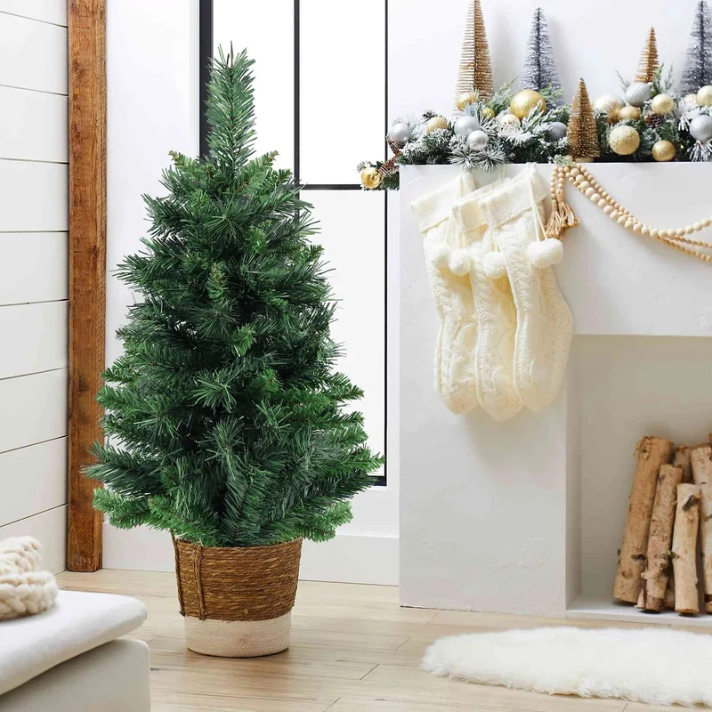 Salcar 60/90cm Künstlicher Weihnachtsbaum Klein mit Christbaumständer, Nordmanntanne, mit 70/110 Spitzen