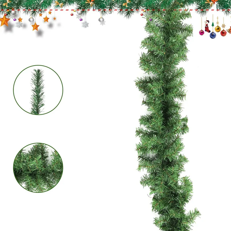 Salcar Weihnachtsgirlande künstlich Grün PVC – 3m/5m/10m, Realistische Tannengirlande für Innen & Außen, Dekoration für Tür, Kamin & Weihnachtsbaum