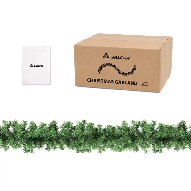 Salcar Weihnachtsgirlande künstlich Grün PVC – 3m/5m/10m, Realistische Tannengirlande für Innen & Außen, Dekoration für Tür, Kamin & Weihnachtsbaum