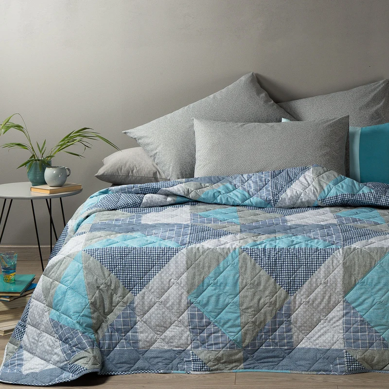 Copriletto Primaverile denim blues in Cotone 80 gr/mq