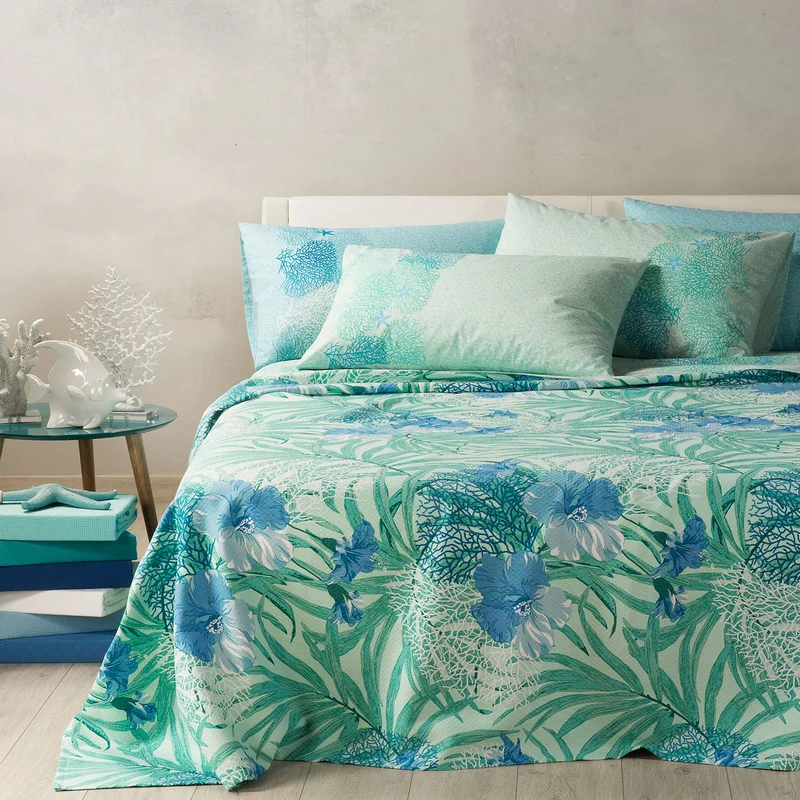Copriletto Estivo capri Mediterraneo in Cotone Piquet