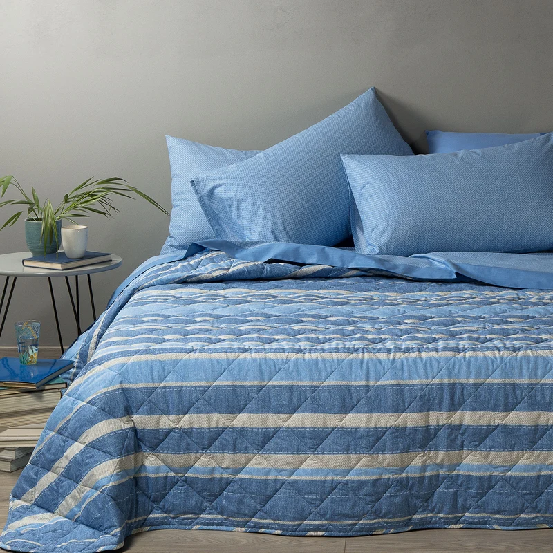 Copriletto Primaverile sky blu in Cotone 80 gr/mq