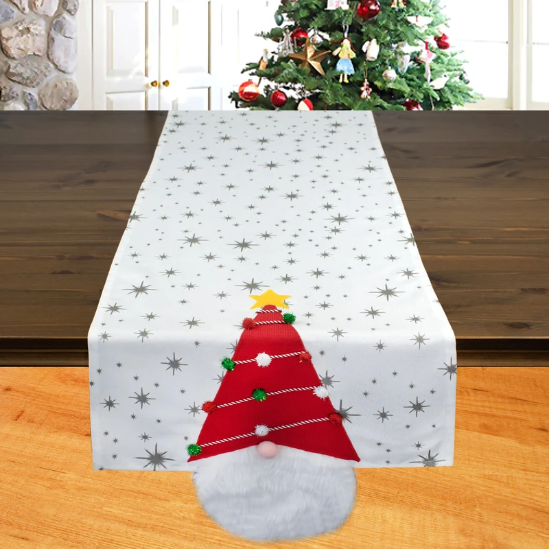 Fischer Fensterbilder Tischläufer mit 3D Weihnachtswichtel mit Bommelmütze 40 x140cm