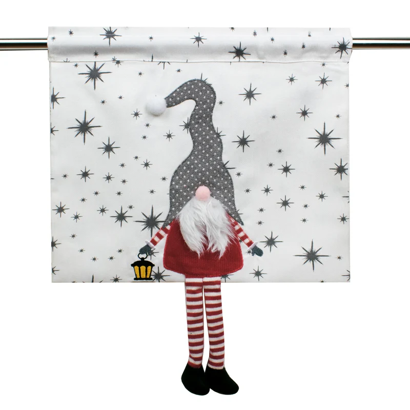 FIscher Fensterbilder 3 D Gardine mit Wichtel Figur weiß