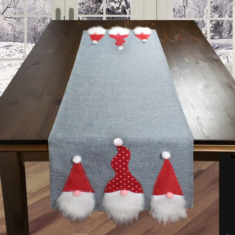 Fischer Fensterbilder Tischläufer mit 3D Weihnachtswichtel im dänischen Stil 40 x140cm