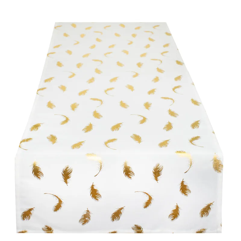 Fischer Fensterbilder Tischläufer 40 x140cm mit Goldenen Federn
