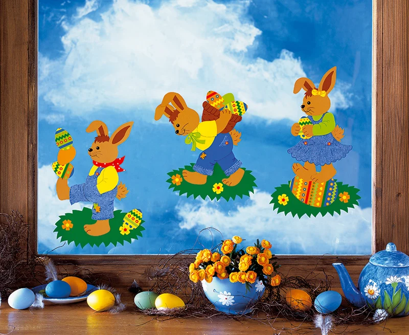 Fischer Fensterbilder Hasenkinder