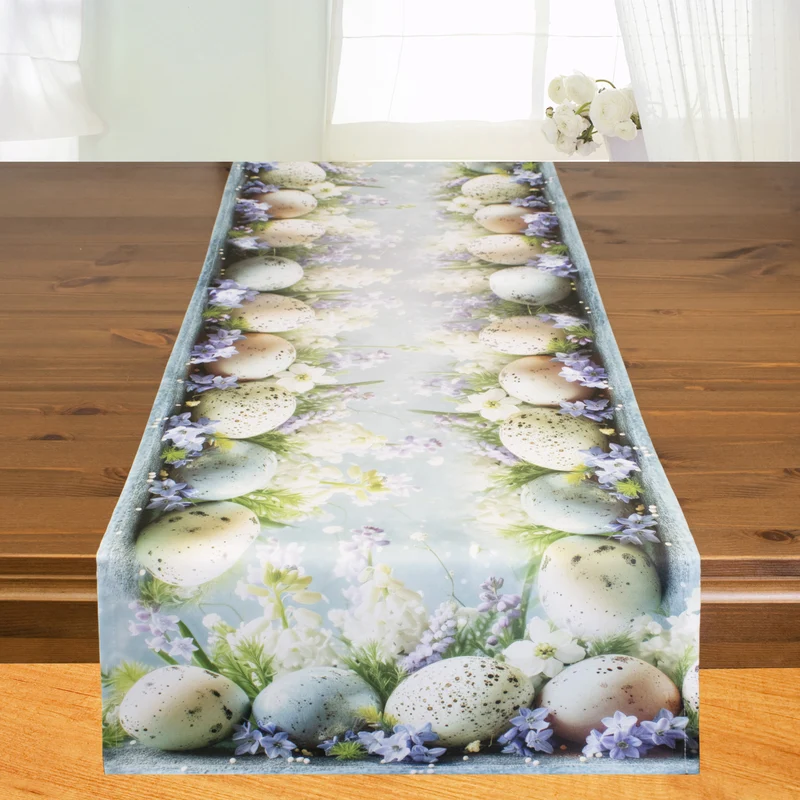 Fischer Fensterbilder Tischläufer "Ostereier mit Blumen" 40 x140 cm