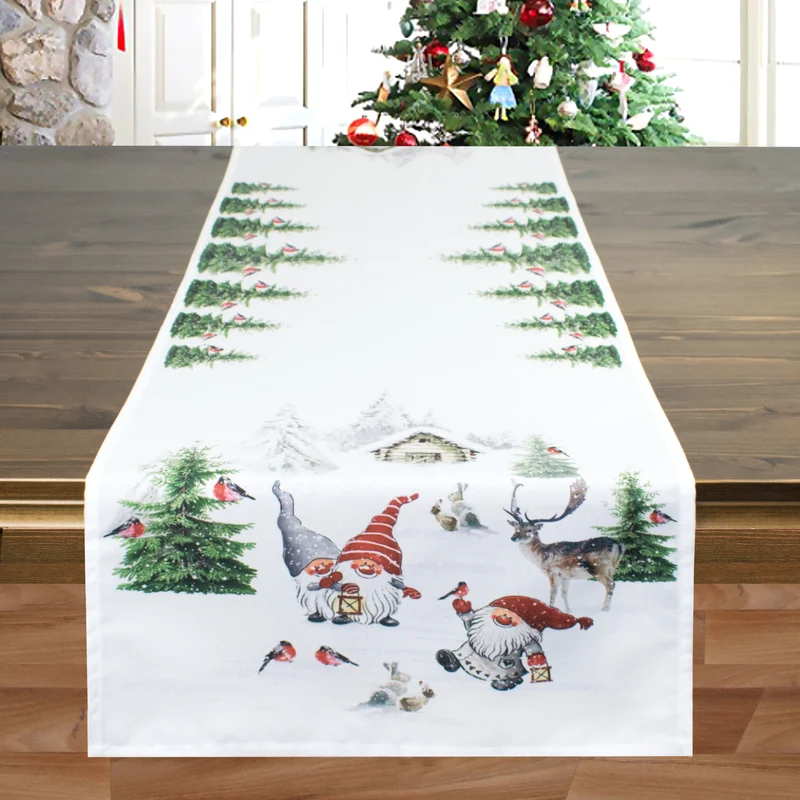 Fischer Fensterbilder Tischläufer mit Digitaldruck “Wichtel in Wald " in dänischen Stil 40x140cm cm