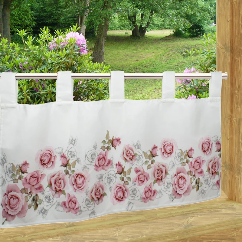 Scheibengardine 47x90cm mit Digitaldruck "Rosen"
