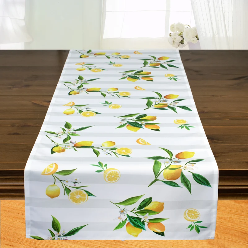 Fischer Fensterbilder Tischläufer mit Digitaldruck "Zitronen" 40x140 cm