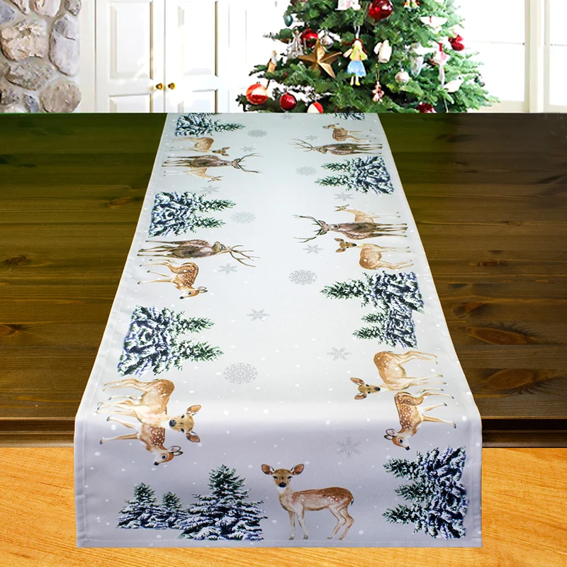 Fischer Fensterbilder Tischläufer "Tiere im Wald" 40x140cm