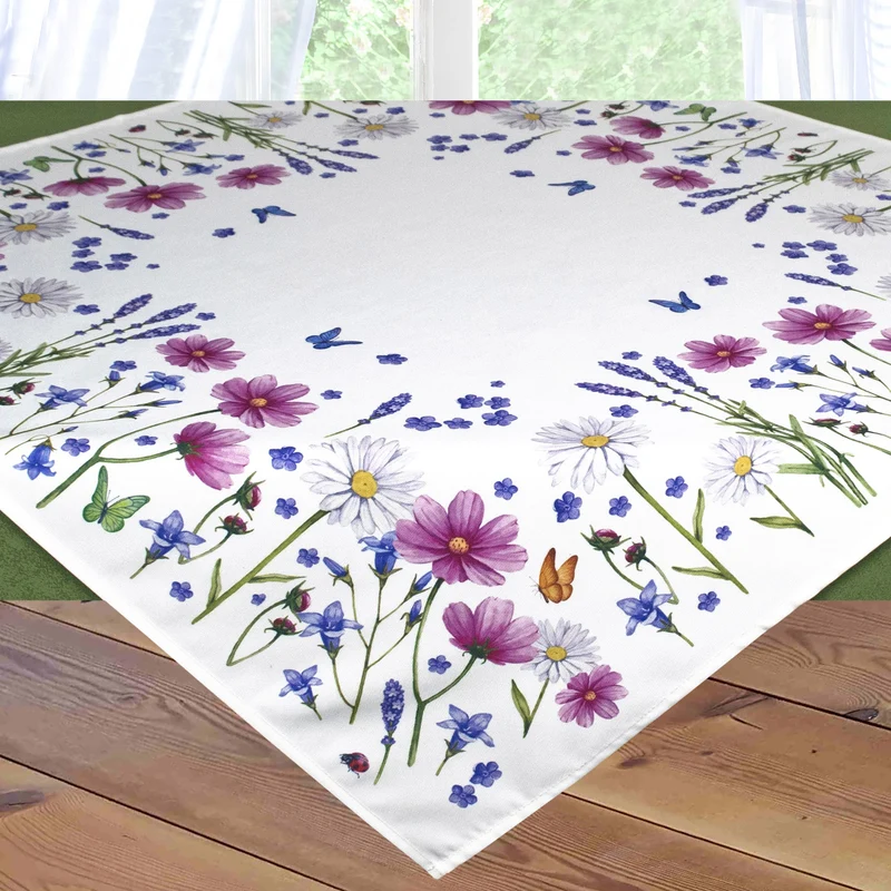 Fischer Fensterbilder Tischdecke "Cosmea" 85x85cm