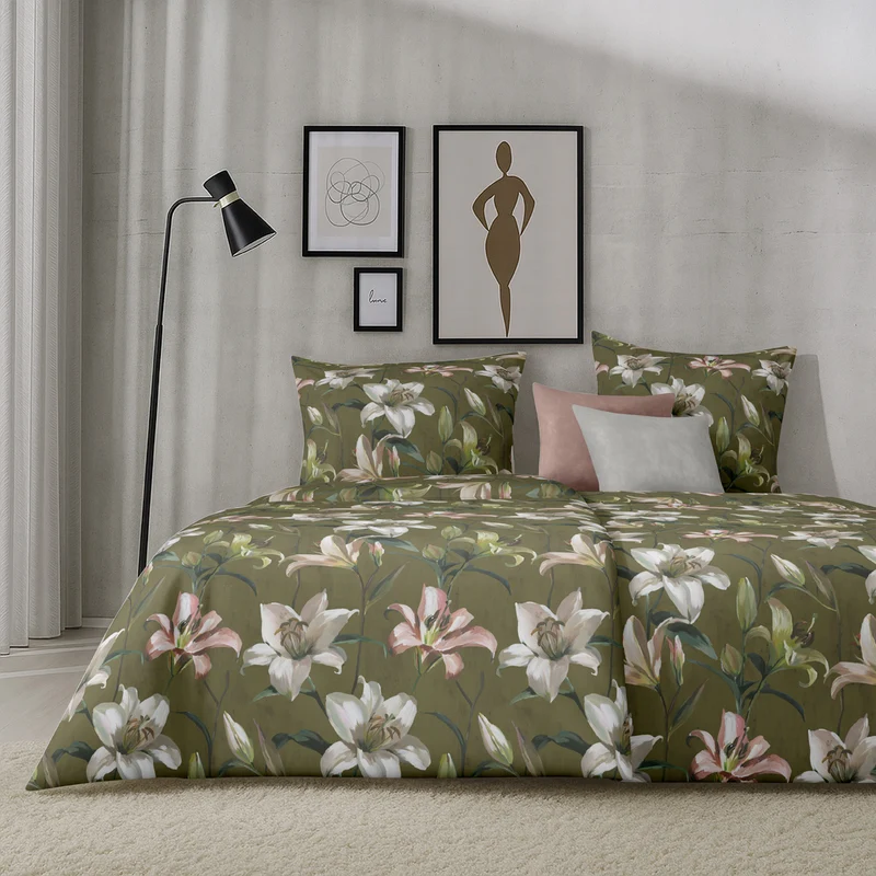 APELT Lilia Bettwäsche Baumwoll-Satin Lilien