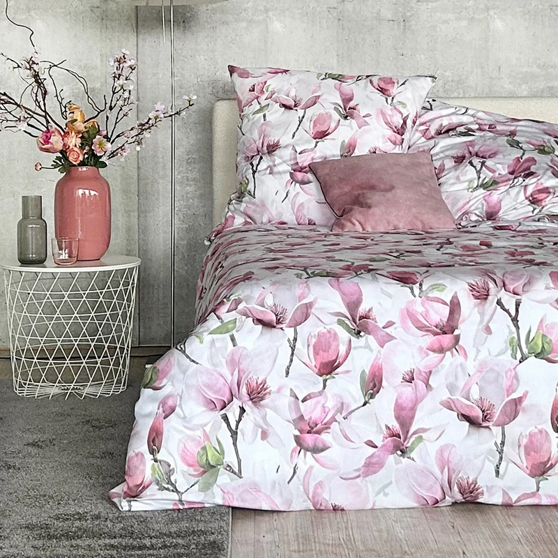 APELT Dorothy Bettwäsche Baumwoll-Satin Magnolienzweige